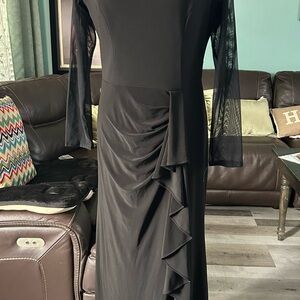 Chic Black Long Sleeve Dress with Ruffle Detail